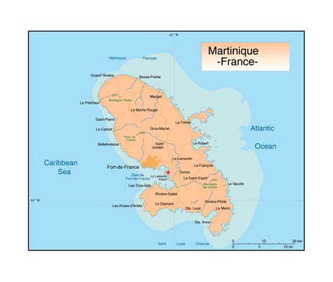 Political map of Martinique with cities, roads and airports | Martinique | North America ...