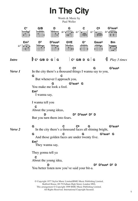 In The City by The Jam - Guitar Chords/Lyrics - Guitar Instructor