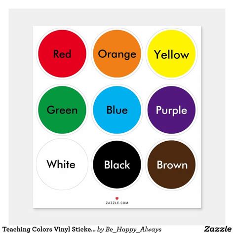 Teaching Colors Vinyl Stickers | Zazzle.com in 2020 | Teaching colors, Vinyl sticker, Teaching