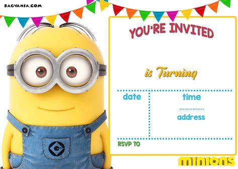 FREE Printable Minion Birthday Invitation Templates – Bagvania FREE ...