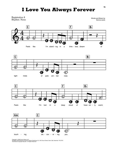 I Love You Always Forever by Donna Lewis Sheet Music for E-Z Play Today ...