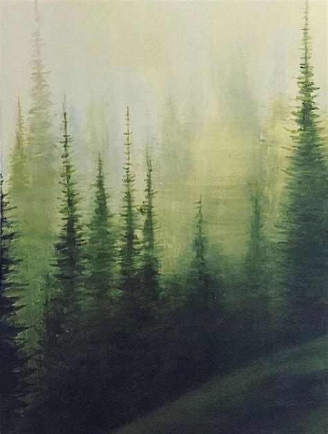 Forest print forest painting pine forest print misty pine | Etsy | Forest painting, Landscape ...