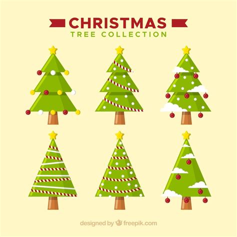 Free Vector | Collection of six flat christmas trees