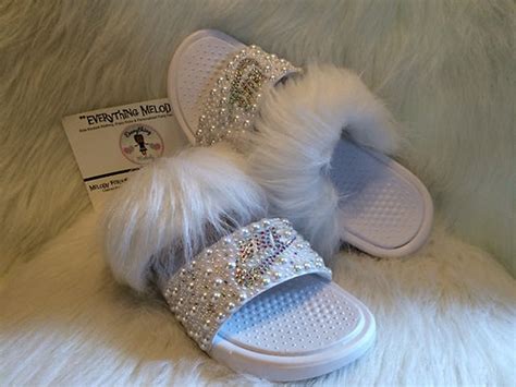 Bedazzled Nike Fur Slides | everythingmelody