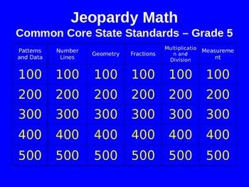 Jeopardy Math - 5th Grade by Underage Engineers | TPT