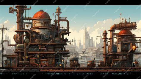 Premium AI Image | Pixel Art Steampunk City