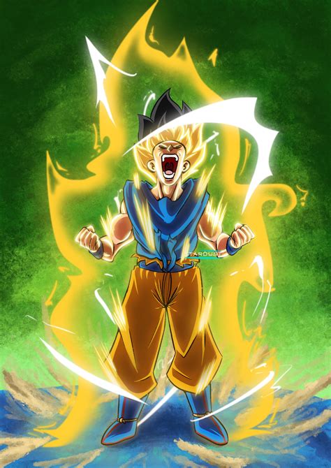 SSJ Goku transformation, art by me. : dbz