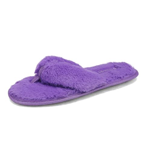 DREAM PAIRS Women Soft Faux Fur Thong SLippers Women's Slip on House Slippers Fuzzy Warm ...