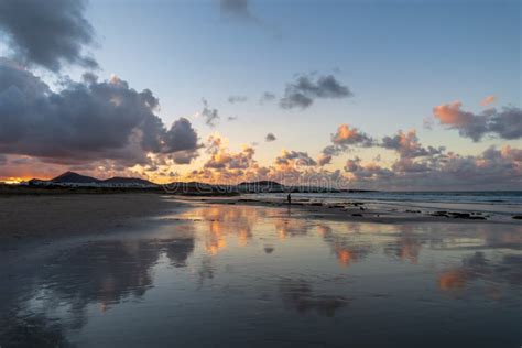 Caleta De Famara Beach at Sunset, Lanzarote, Canary, Spain Stock Image ...