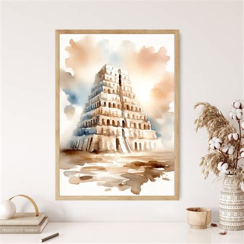 Tower of Babel Canvas Wall Art Poster Holy Modern Bible Verse Art Old ...