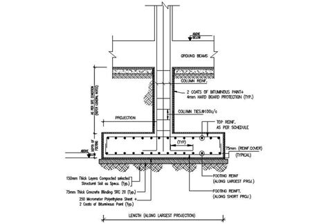 TYPICAL DETAIL OF COLUMN FOOTING DESIGN DRAWING | designinte.com