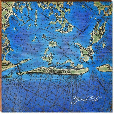 Grand Isle, Louisiana Topographical Styled Map Square Wall Art – Mill ...