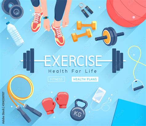 Exercises conceptual design. Young people doing workout. Sport Fitness banner promotion vector ...