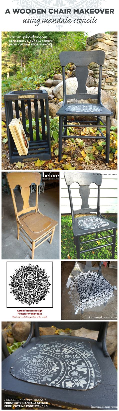 A Wooden Chair Makeover Using Mandala Stencils - Stencil Stories