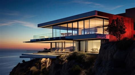 Premium AI Image | A modern house on the cliff