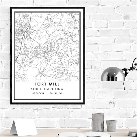 Fort Mill map print poster canvas Fort Mill Street map | Etsy