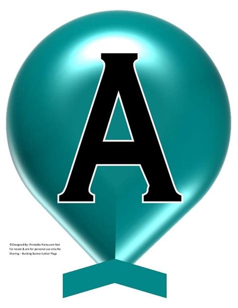 LARGE-DARK-TEAL-BALLOON-PRINTABLE-BANNER-LETTERS-A-Z-0 - Printable-Party.com