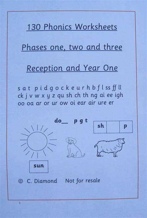 Buy 130 Phases 1-3 Phonics Worksheets for ages 4 – 6 years - pdf file to print out Online at ...