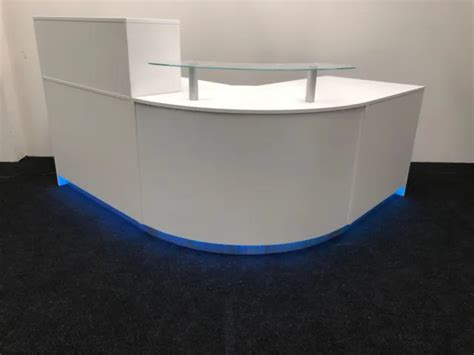 RECEPTION DESK Curved Counter Desk Led Lights Colours Remote Control £ ...