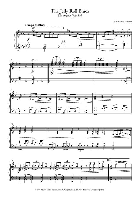 Ferdinand Morton - The Jelly Roll Blues (The Original Jelly Roll) Sheet music for Piano - 8notes.com