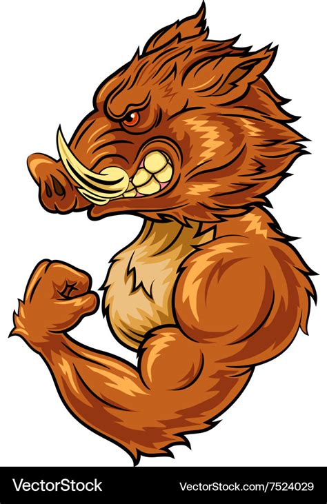 Cartoon angry wild boar mascot Royalty Free Vector Image