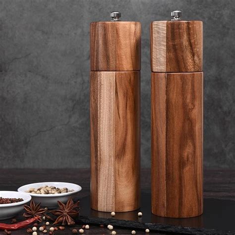 Acacia Wooden Salt & Pepper Grinders | Non - Scratch Material | Tilly Living