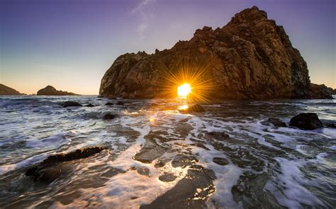 nature, Sunset, Sea, Waves, Sunlight, Rock Wallpapers HD / Desktop and ...