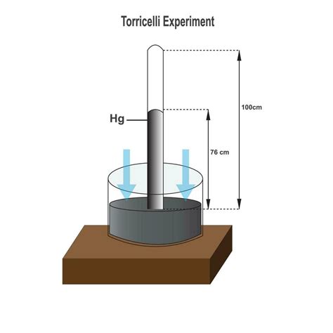 torricelli experiment and Atmospheric pressure vector illustration. Diagram of mercury barometer ...