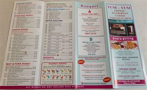 Menu at Yum-Yum Chinese Take-away restaurant, Montrose