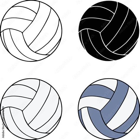 Volleyball Ball Clipart Set - Outline, Silhouette & Color Stock Vector ...