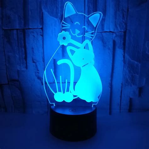 Lovely Cat 3D LED Night Light With 7 Colors Light For Home Decoration Lamp Amazing Visualization ...