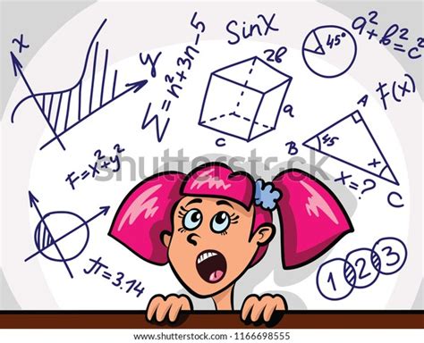 Cute Cartoon Girl Math Geometry Formulas Stock Vector (Royalty Free ...