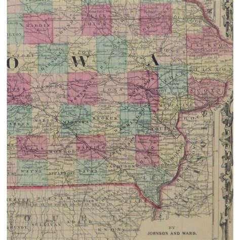 Map - Iowa & Nebraska, 1863 - Original Art, Antique Maps & Prints