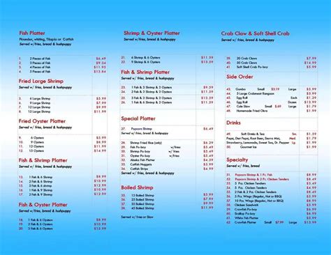 Menu at Love's Seafood restaurant, Mobile