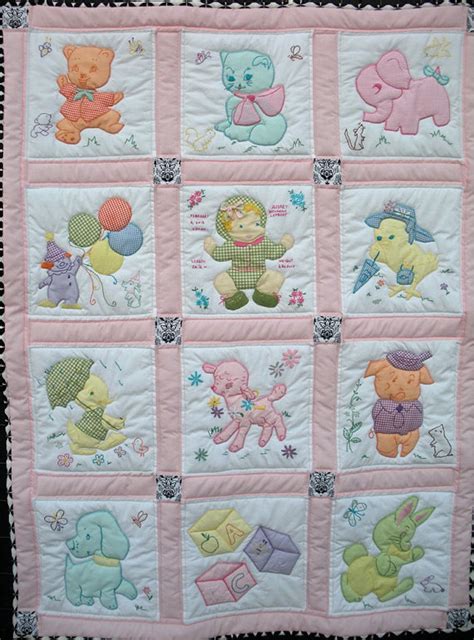 Vintage Baby Quilt Pattern with 13 applique and embroidery blocks ...