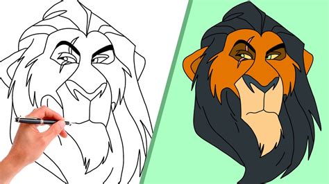 How To Draw SCAR FROM THE LION KING // Step-By-Step - YouTube