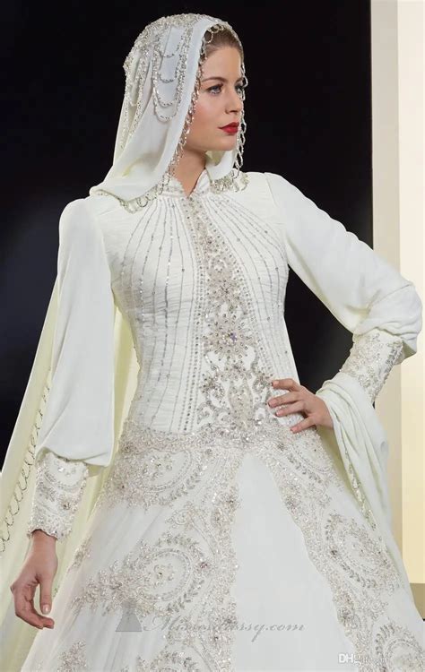 2015 New Arrival Saudi Arabia Muslim Wedding Dress High Neck Beaded ...