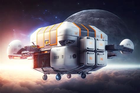 Premium Photo | Concept of cargo drone flying in space autonomous cargo ...