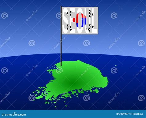 Korea with Seoul flag stock vector. Illustration of curve - 3089297