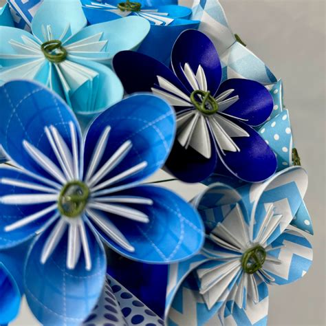 Shades of Blue Paper Flower Bouquet