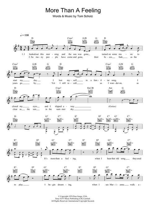 Boston - More Than A Feeling sheet music