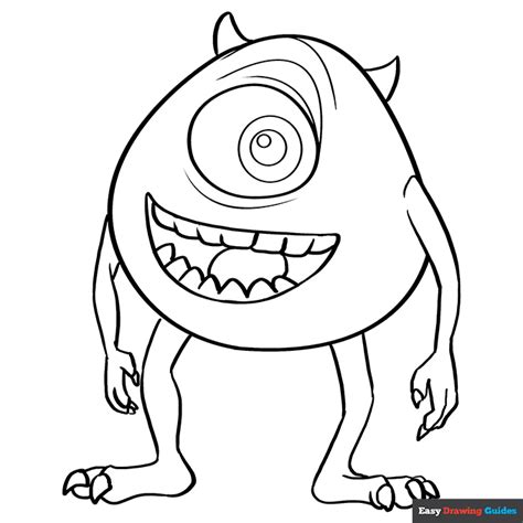 Mike Wazowski from Monsters, Inc. Coloring Page | Easy Drawing Guides