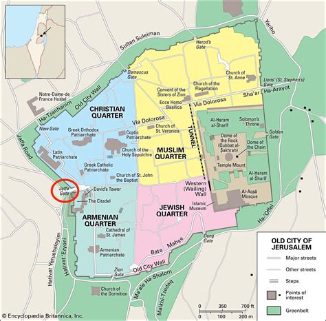 Jaffa gate Jerusalem mapa: Mapa de Jaffa gate Jerusalem (Israel)