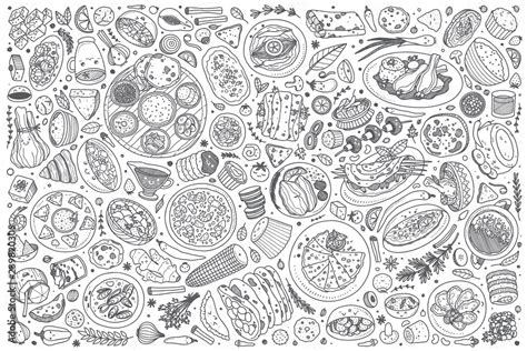 Hand drawn Indian food set doodle vector background Stock Vector ...