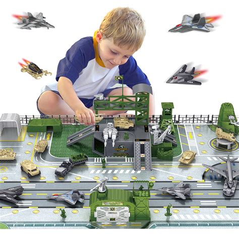 Buy WASAiKA Base Toy Sets, Army Toys Playset with Army Men Action Figures, Airplane Toy, Army ...