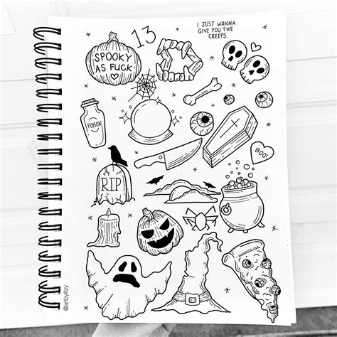 small spooky tattoo design flash sheet | @artbylitzy | Halloween ...