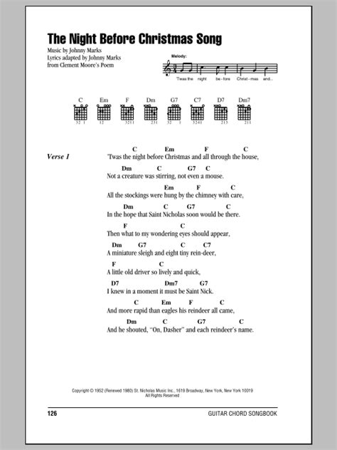 The Night Before Christmas Song by Johnny Marks - Guitar Chords/Lyrics ...