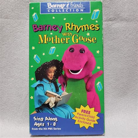 Vintage Barney Rhymes With Mother Goose VHS1993 Slip Case Sing Along Ages 1 to 8 Favorite Tv ...