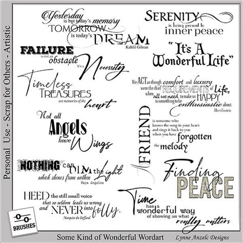 Digital Scrapbook Pack | Some Kind of Wonderful Wordart and Brushes by Lynne Anzelc | Word art ...