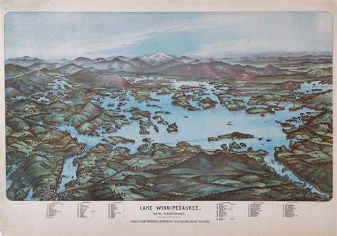 Striking birds-eye view of Lake Winnipesaukee, New Hampshire - Rare ...